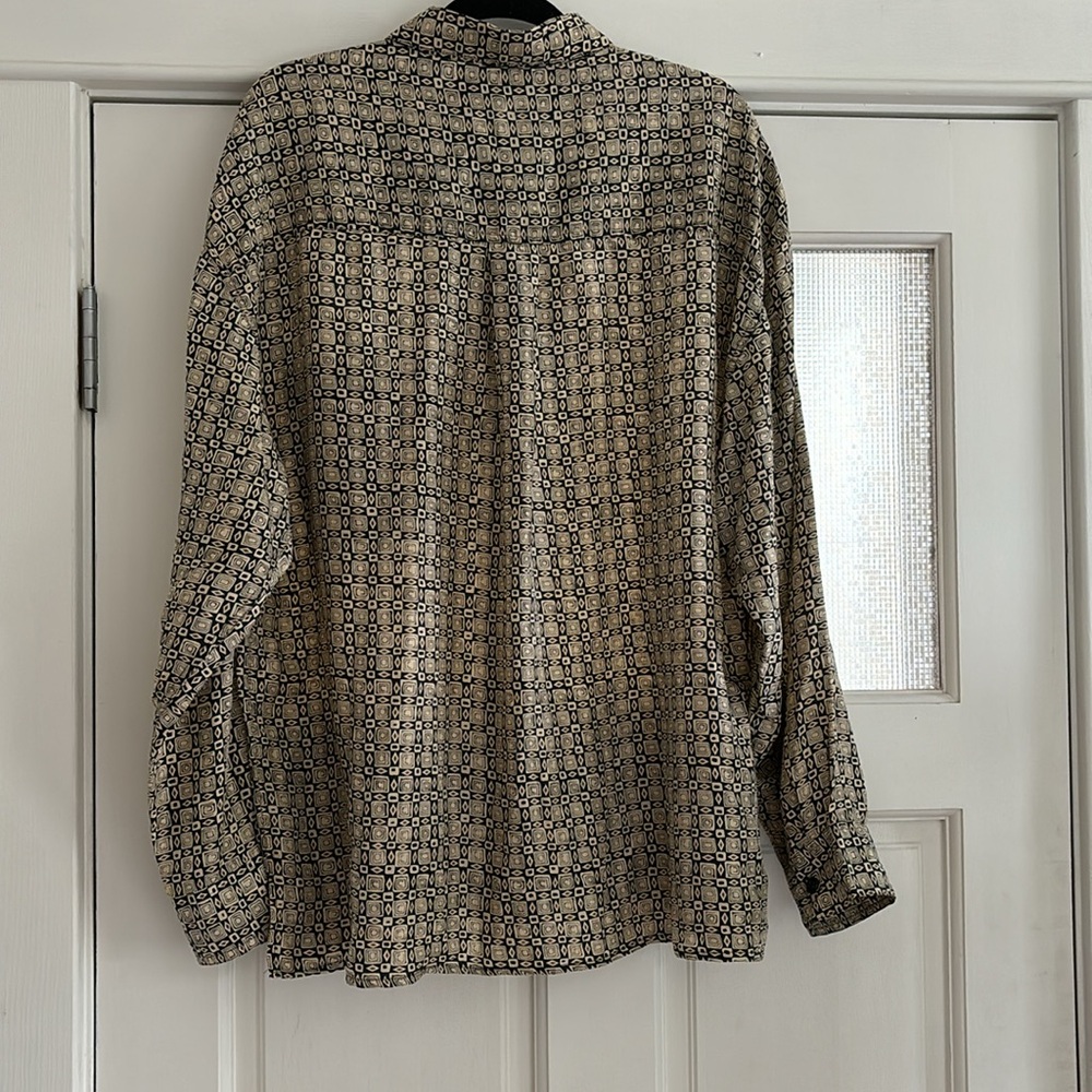 Vintage Silk Abstract Button Down Blouse Shirt VTG XL Summa Silky Oversized - Picture 7 of 11